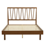 Mesa mid-century modern walnut finish spindle bed, queen - LuxenHome