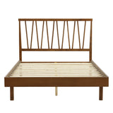 Mesa mid-century modern walnut finish spindle bed, queen - LuxenHome