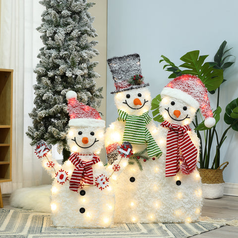 2-Piece Snowman Family Trio Lighted Holiday Decoration