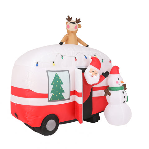 94" Santa Snowman Camper Inflatable with LED Lights
