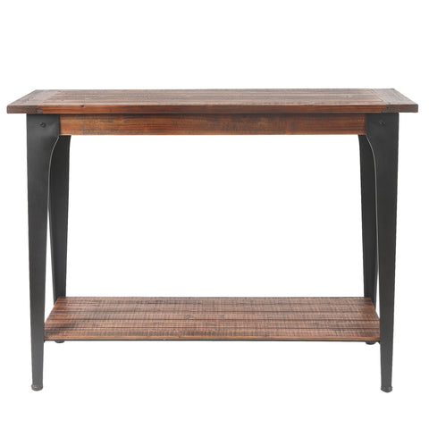 Dark Brown Wood and Black Metal 1-Shelf Console and Entry Table