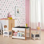 Kids Art Play Activity Table, White & Wood - LuxenHome