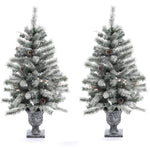 4ft-pre-lit-led-artificial-flocked-pine-christmas-tree-set-of-2-with-pine-cones-and-urn-pot