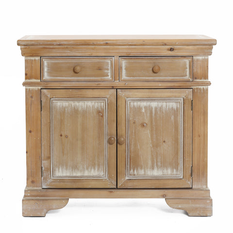 Distressed Wood 2-Drawer 2-Door Storage Cabinet