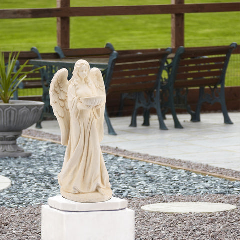 Grace series garden statue, prayer angle, w/ bowl