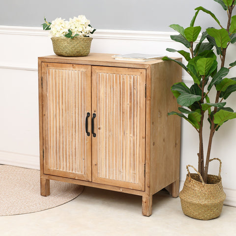 Natural Wood 2-Door Storage Cabinet