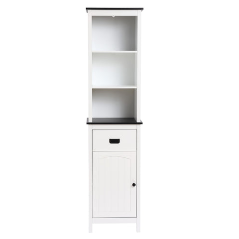 White Wood 63" H Tower Bathroom Cabinet