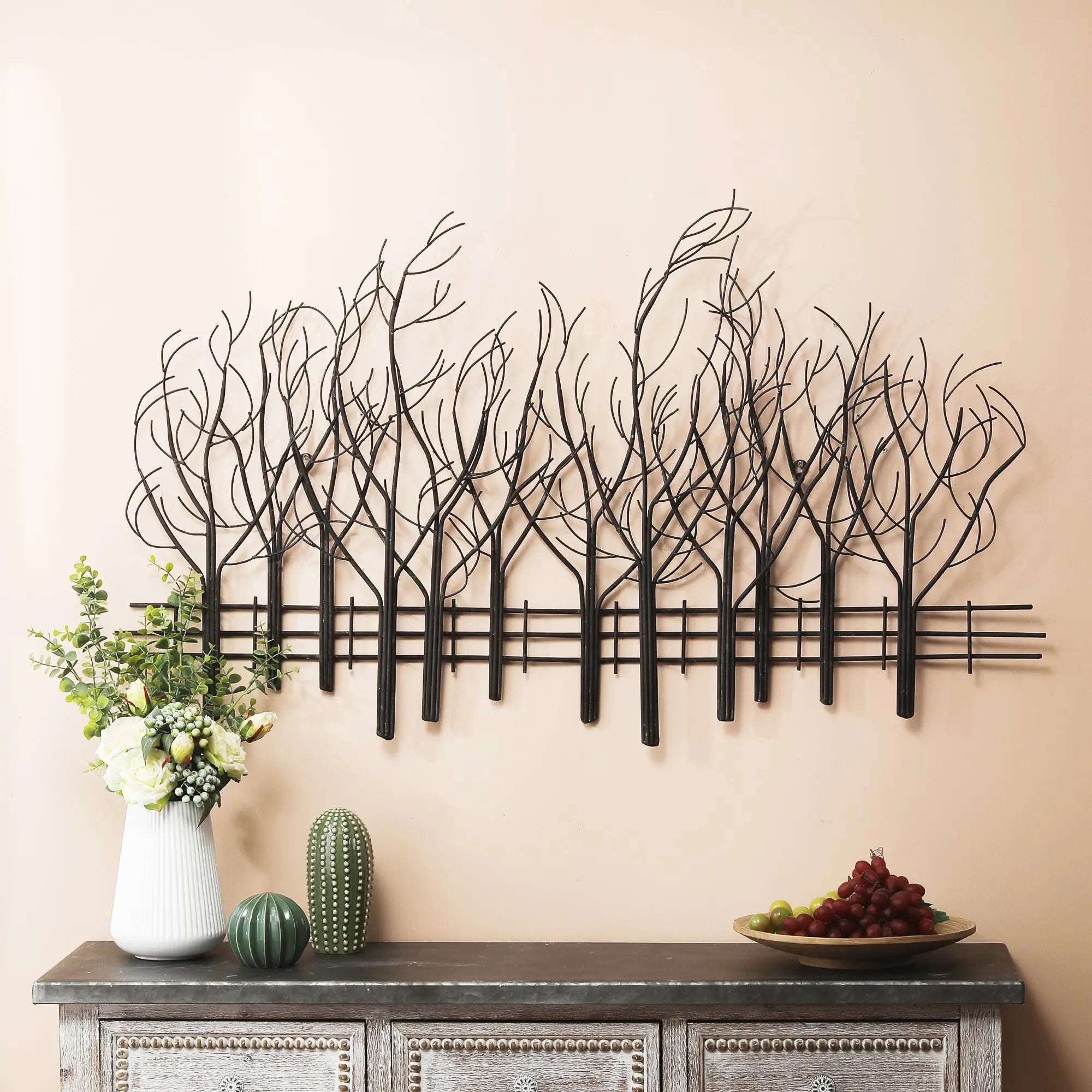 contemporary-style-matte-black-with-white-accents-metal-wall-decor 