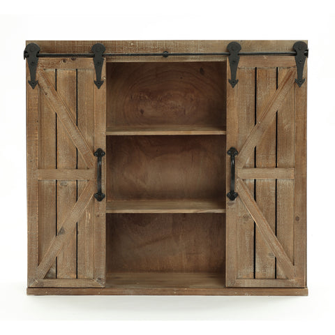 Farmhouse Wood Sliding 2-Door Wall Storage Cabinet