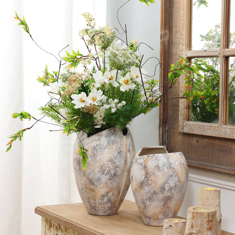 Milos stoneware vase, 10" h