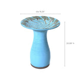 Powder Blue Vintage Spiral Ceramic Birdbath