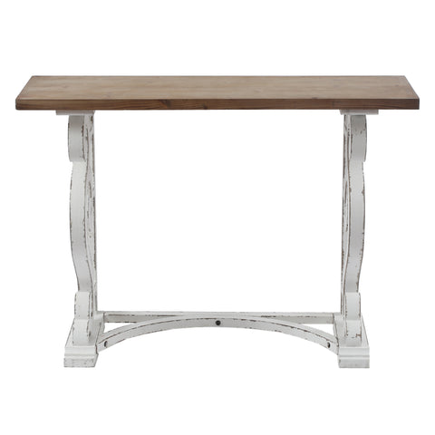 Vintage White and Natural Wood Console and Entry Table