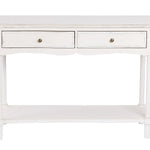Distressed White Wood 2-Drawer 1-Shelf Console and Entry Table - LuxenHome