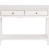 Distressed White Wood 2-Drawer 1-Shelf Console and Entry Table - LuxenHome