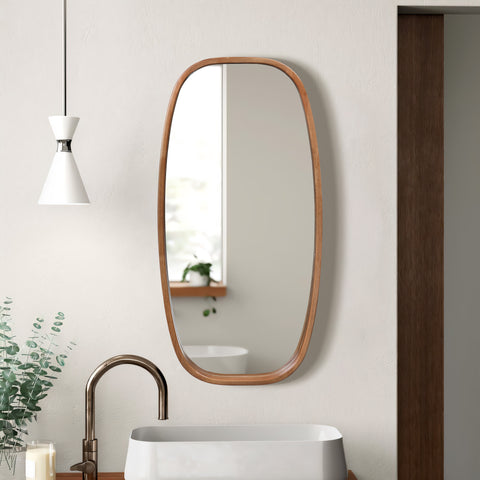 Jean wood frame rounded rectangle wall mirror