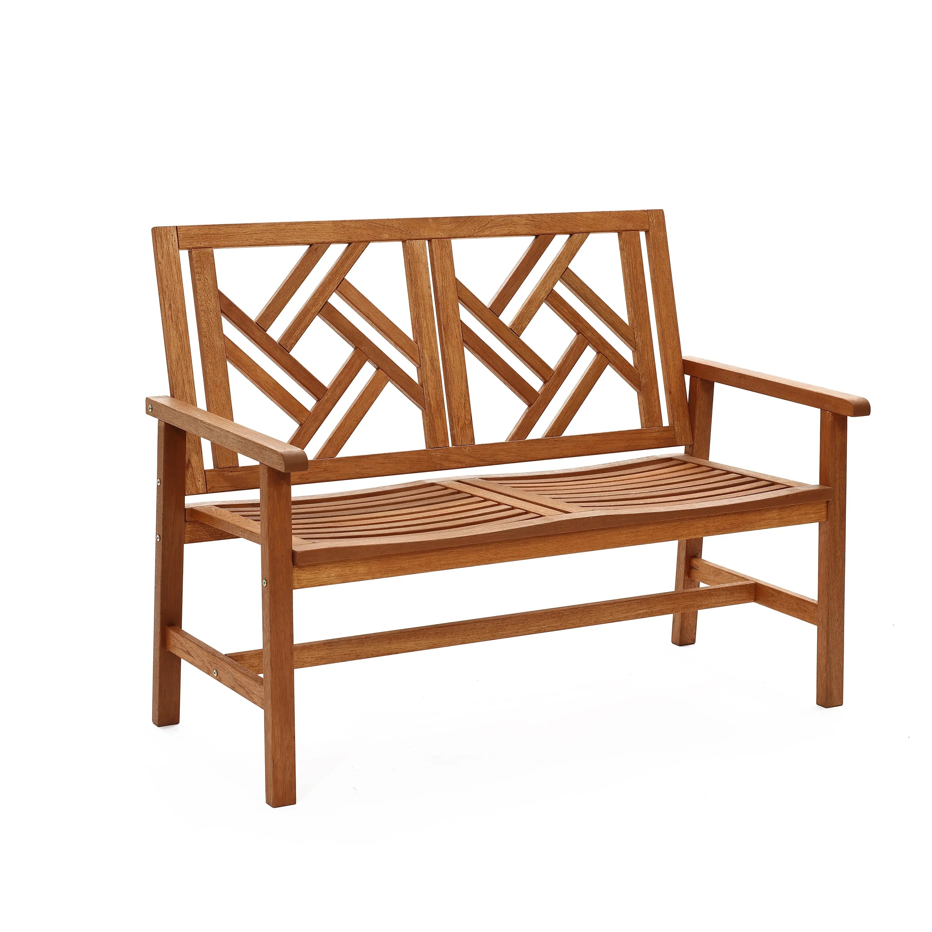teak-outdoor-bench-from-Creative-Living's-front-at-a-slight-angle