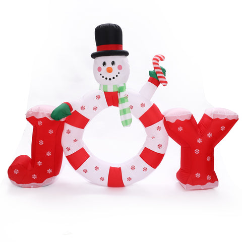 6.5Ft Long Snowman Joy Inflatable with LED Lights