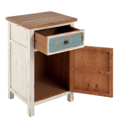 Rustic Multi-Color 1-Drawer 1-Door End Table with Storage