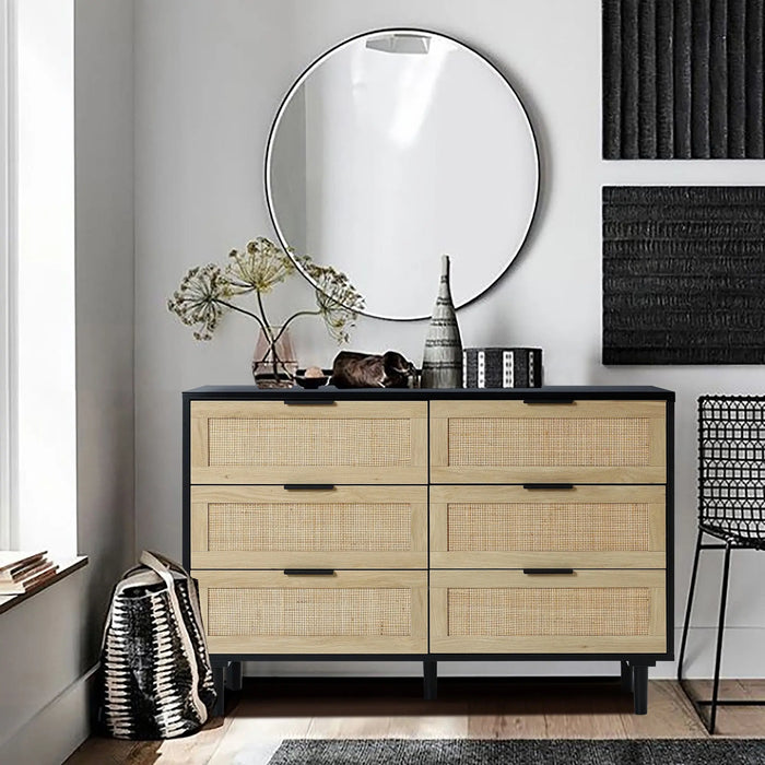 black wicker dresser Azhar 6-drawer rattan dresser, 29.5