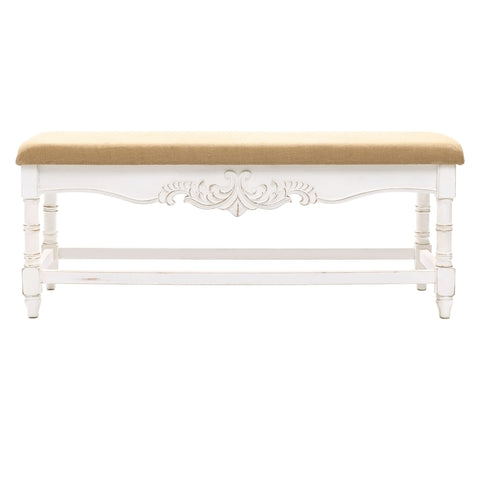 Upholstered Entry and Bedroom White Wood Bench