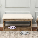 Upholstered Beige Linen Entryway and Bedroom Bench - LuxenHome