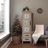 Abilene storage linen cabinet, tower, cream, weathered