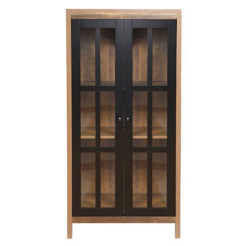 luxenhome 1-door glass curio cabinet