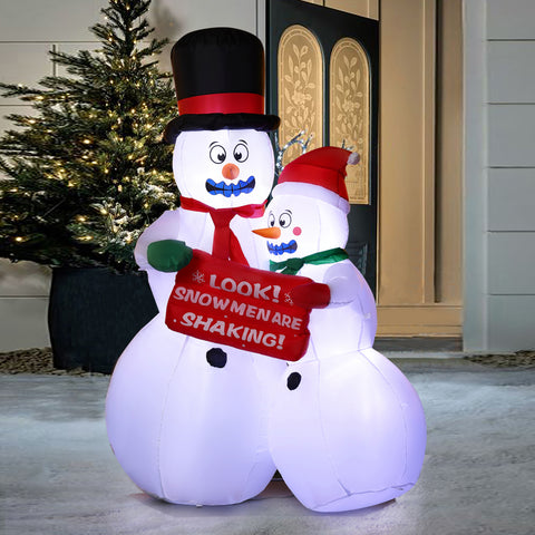 6Ft Shaking Snowman Couple Inflatable with LED Lights