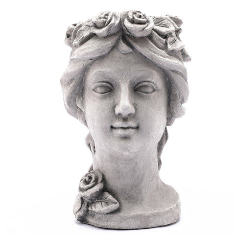 Gray MgO Victorian Rose Lady Head Bust Planter