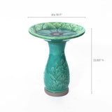 Aqua Glazed Flower Ceramic Birdbath