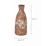 This tall, rust-colored speckled vase exudes rustic charm, standing 12.2 inches high with a 5.12-inch diameter, beautifully showcasing its handcrafted earthenware allure.