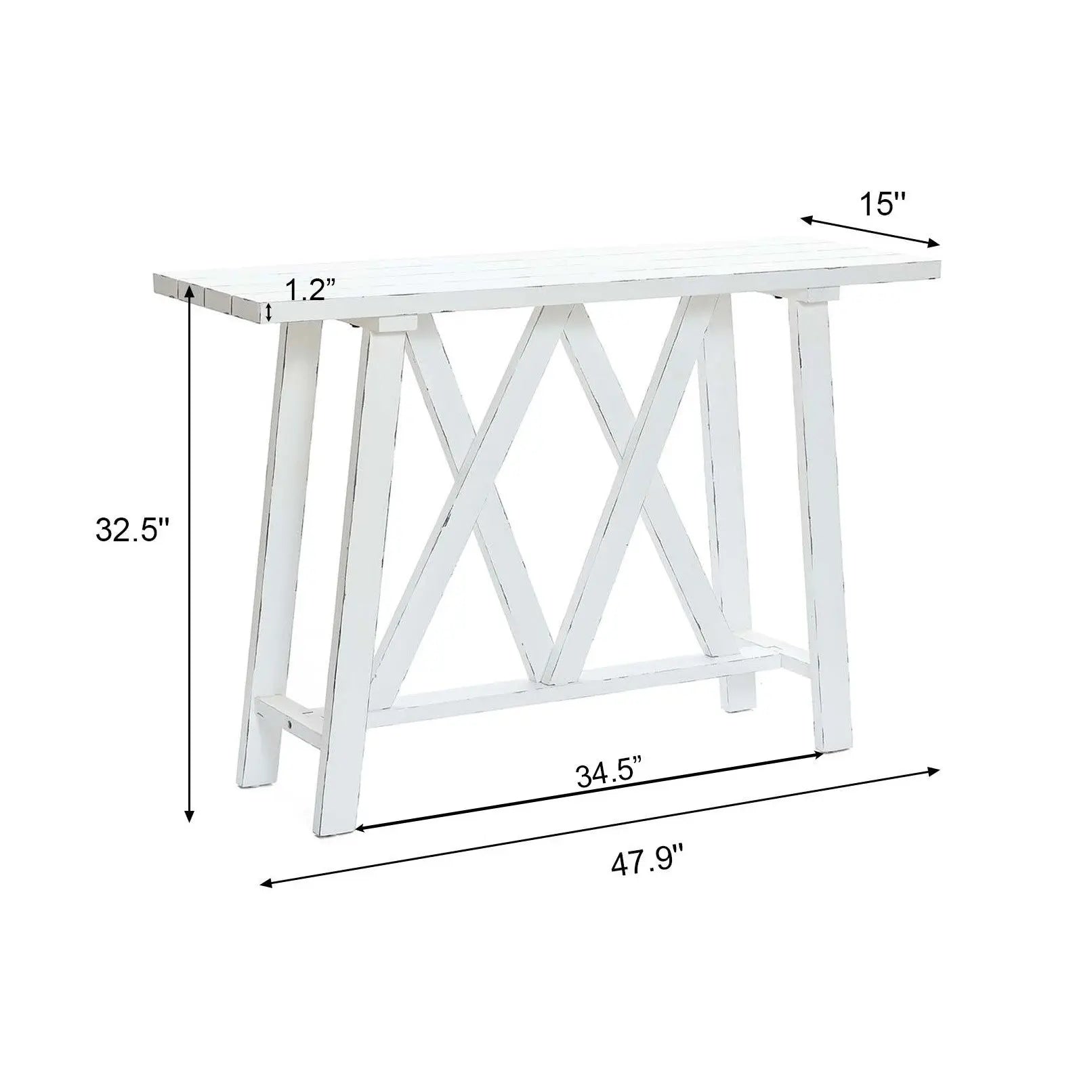 Farmhouse White 48" W Console and Entry Table - LuxenHome