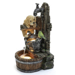 farmhouse-fountain-with-puppy-and-green-bird