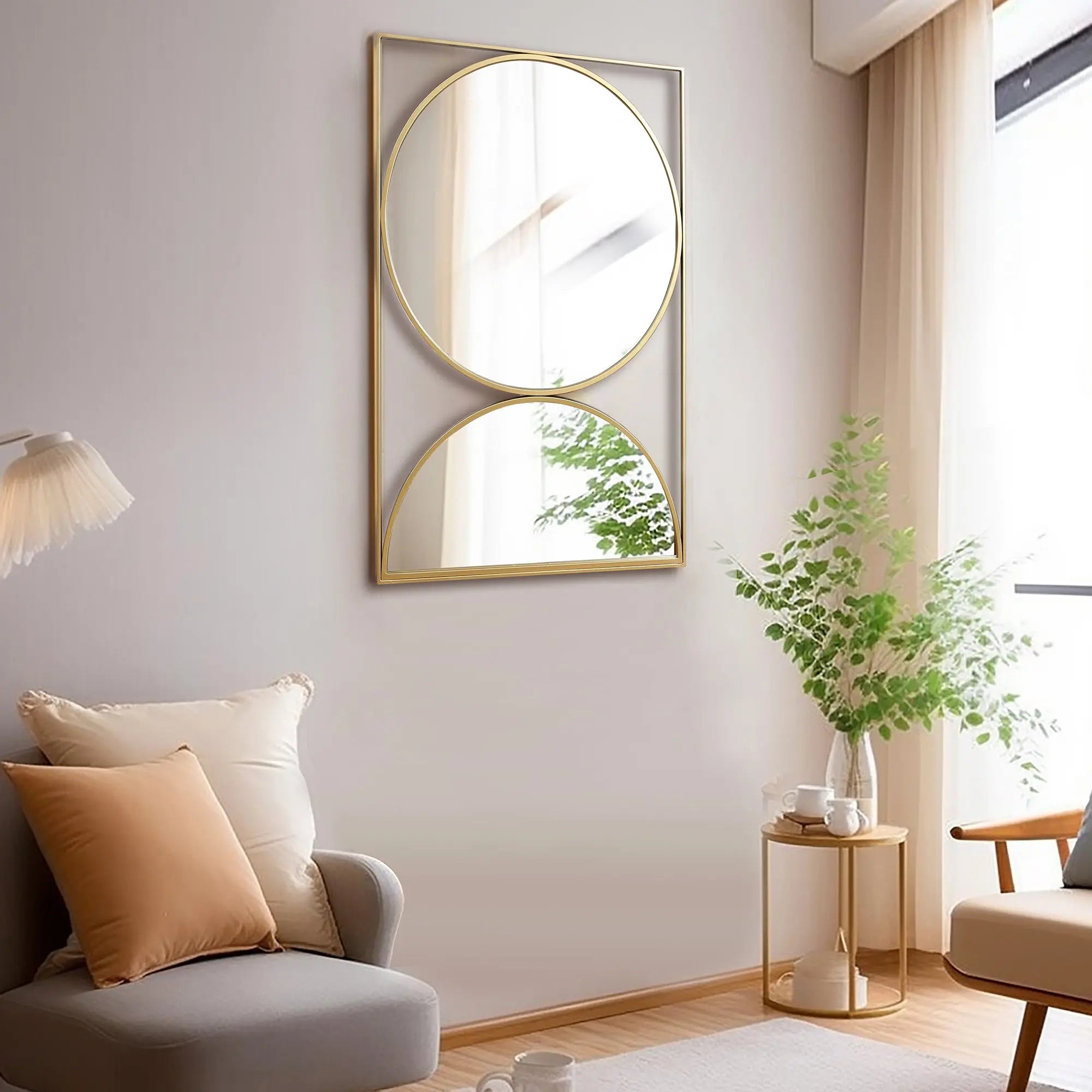 beautiful-wall-mirror-that-has-hourglass-shape-with-gold-boarders
