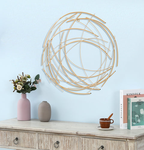Gold Metal Abstract Swirl Round Wall Decor