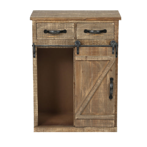 Rustic Wood Sliding Barn Door Storage Cabinet