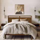 George walnut finish platform bed, queen