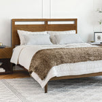 George free-standing walnut finish headboard, queen - LuxenHome