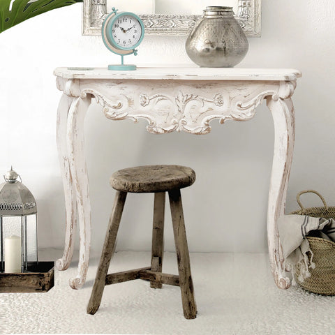 Vintage Off White Wood Console and Entry Table