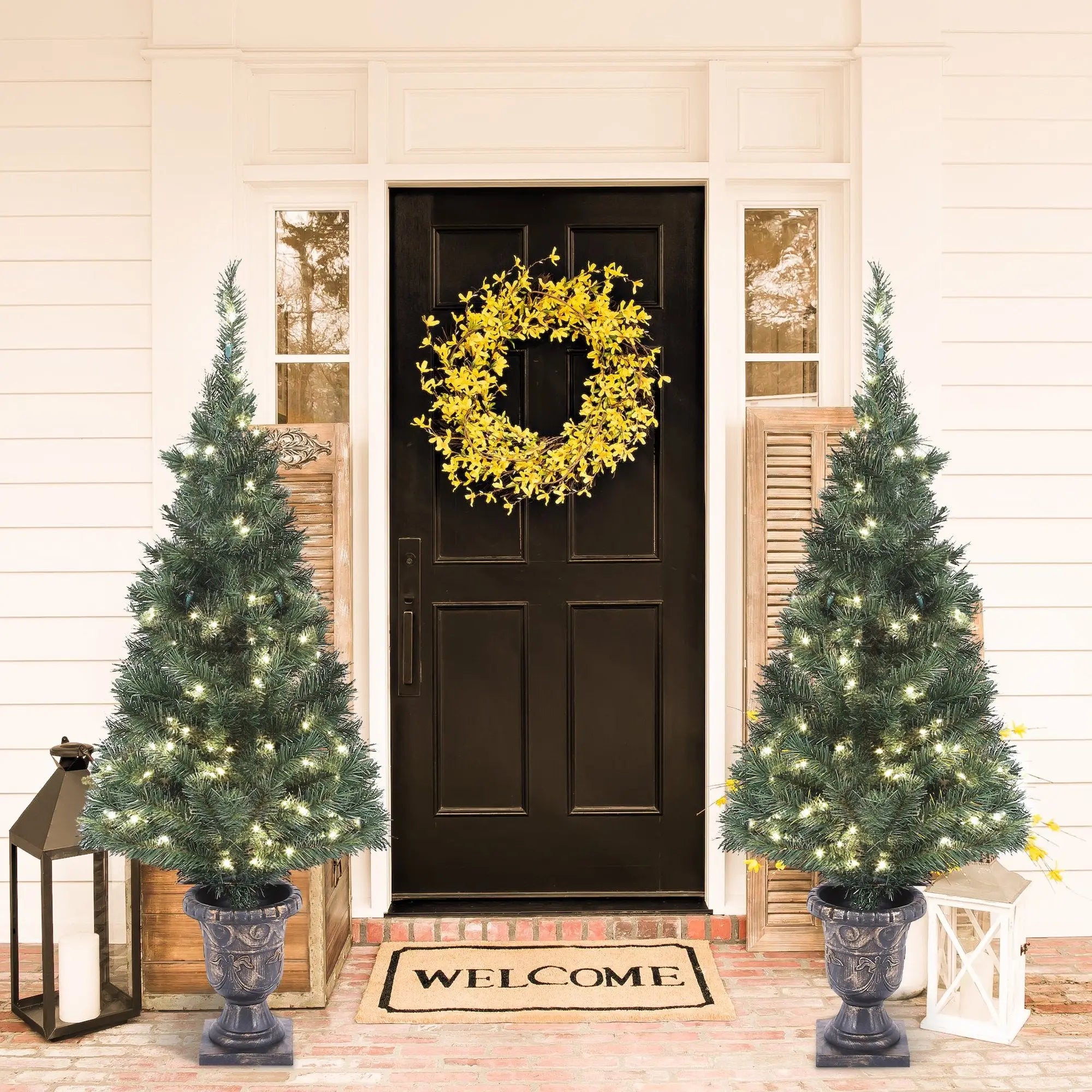 outdoor-lighted-artificial-christmas-tree-makes-a-charm-of-the-holidays
