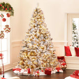 7ft-tall-pre-lit-led-artificial-flocked-full-spruce-christmas-tree