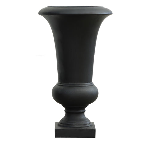 Victorian urn planter, black, 22.75" h