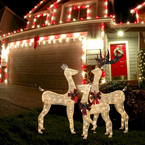 Set of 3 Deer Family Lighted LED Indoor Outdoor Holiday Decoration