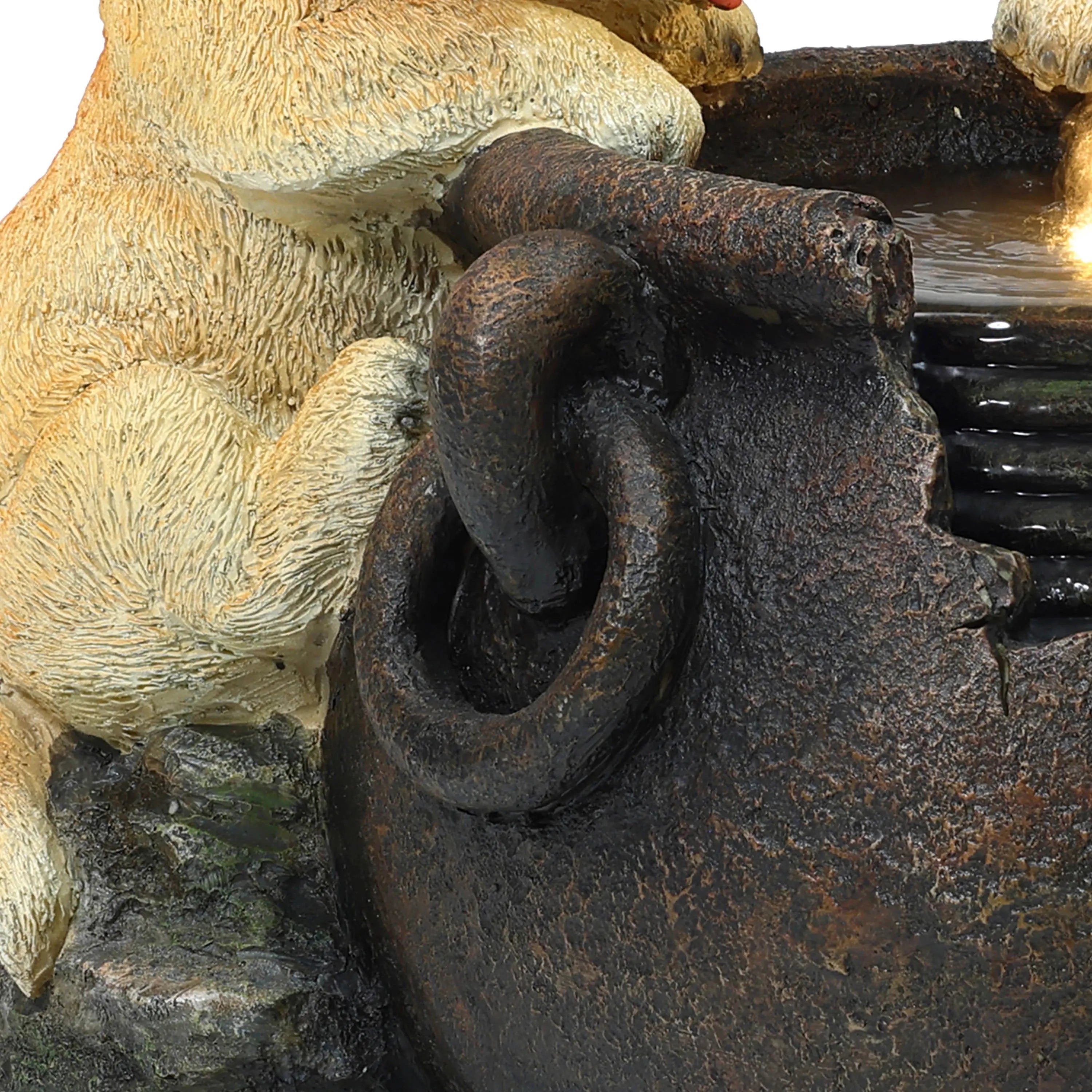 Playing Puppy Outdoor Water Fountain with Lights - LuxenHome