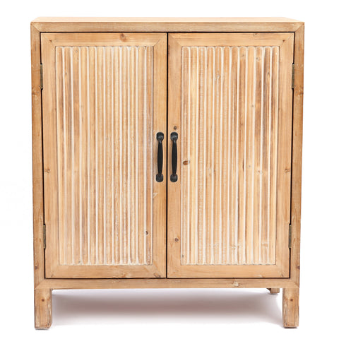Natural Wood 2-Door Storage Cabinet
