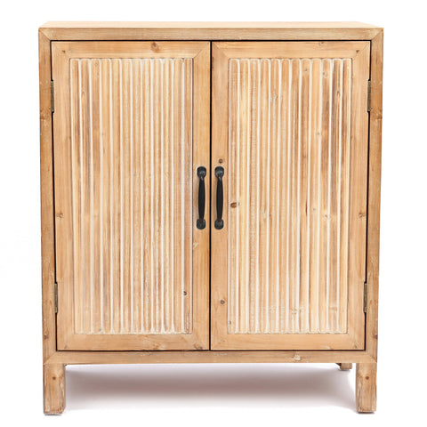 Natural Wood 2-Door Storage Cabinet