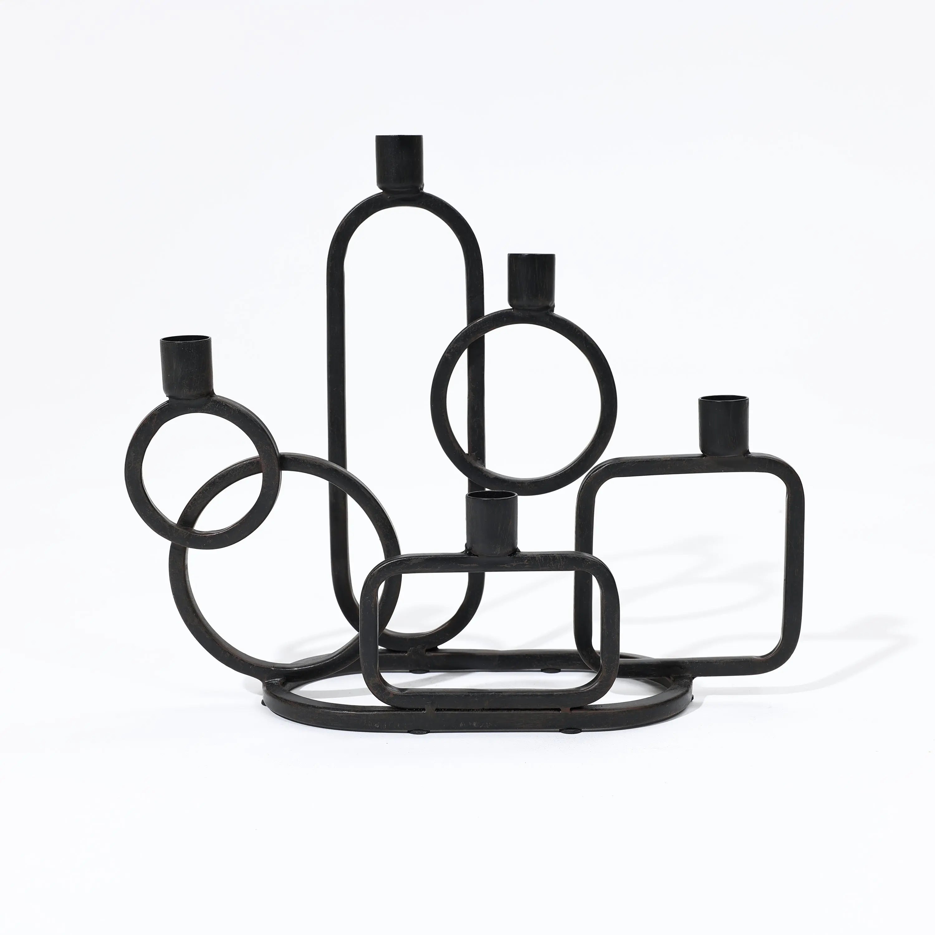 black-candle-holder-with-five-circles