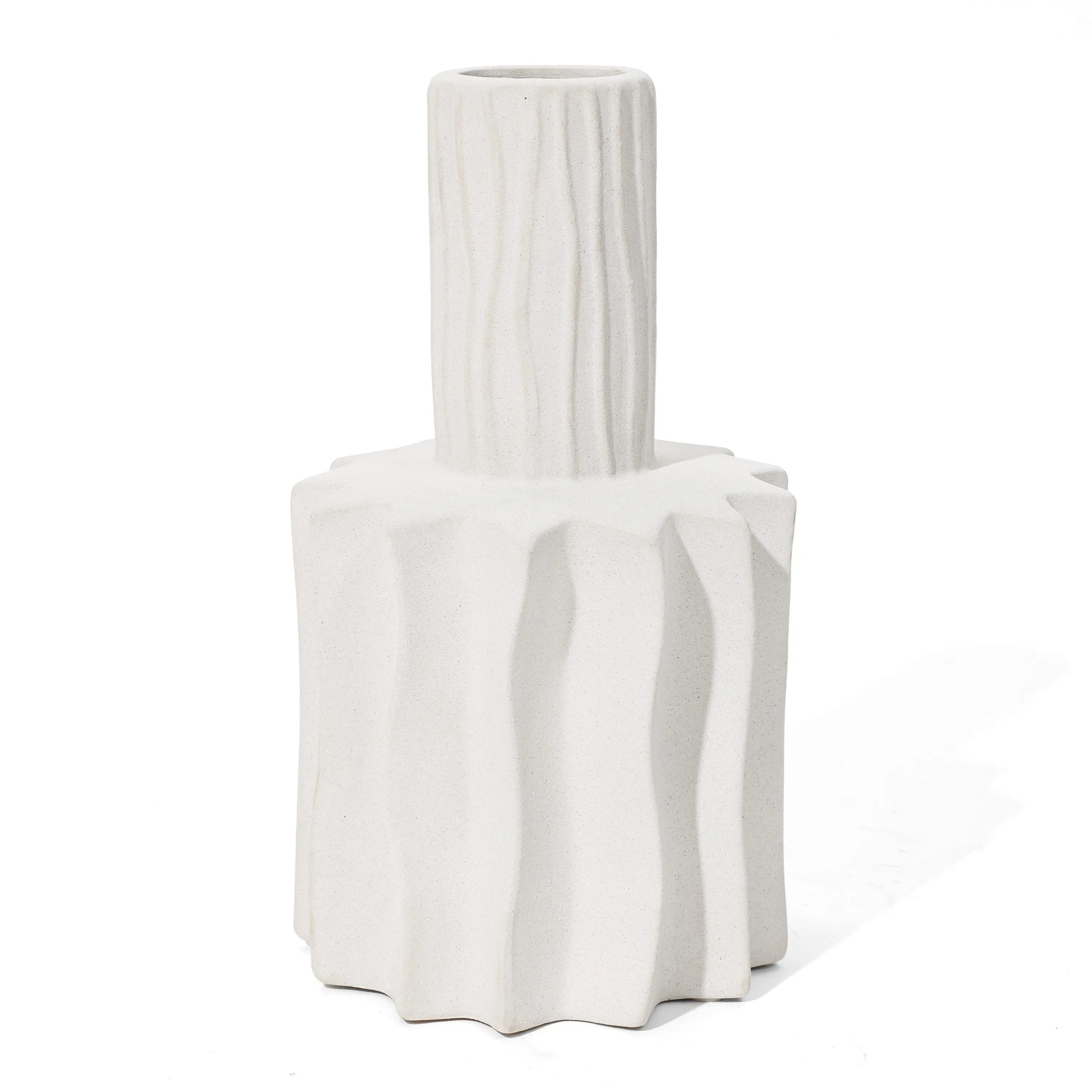 fluted-body-and-narrow-neck-stoneware-vase