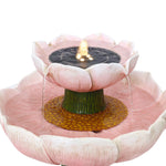Pink-two-tier-flower-birdbath-with-solar-power-lights-and-waterfall-effect