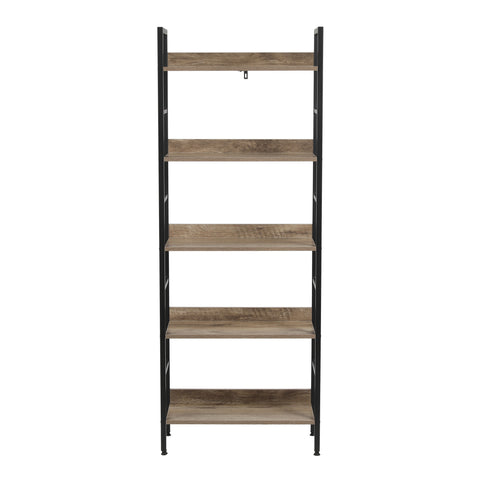 5-Shelf Wood and Metal Etagere Bookcase